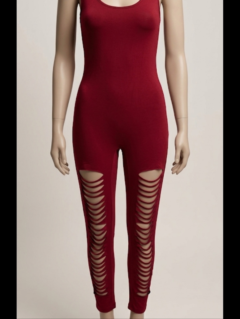 Sleeveless Cutout Jumpsuit in Burgundy